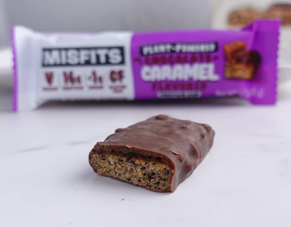Misfits chocolate caramel protein bar