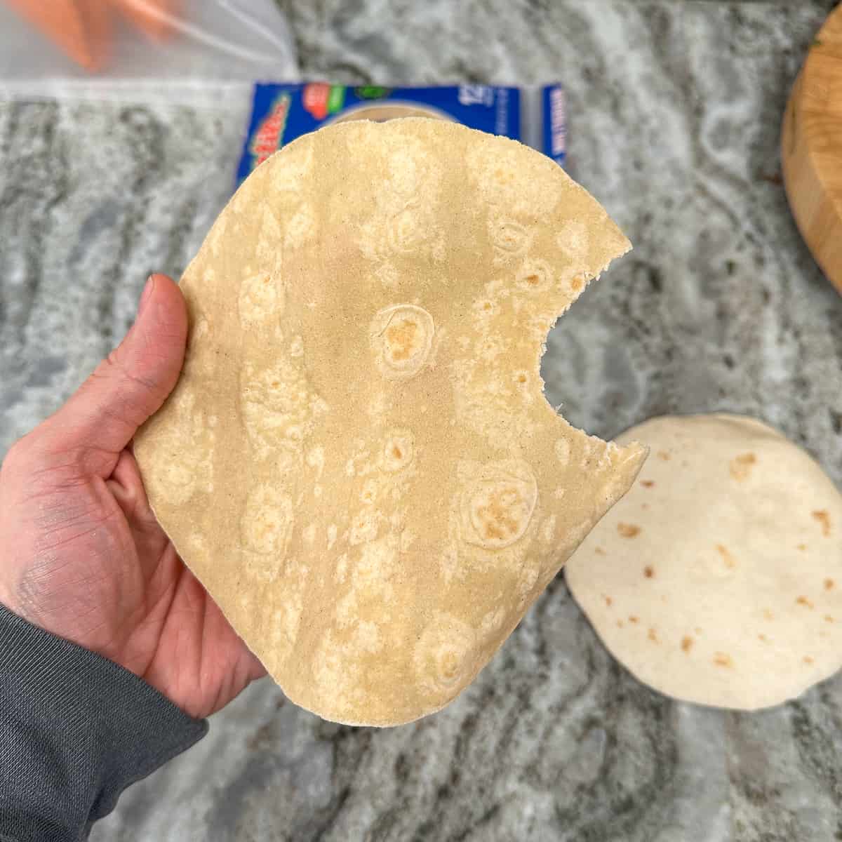 Bite of tortilla