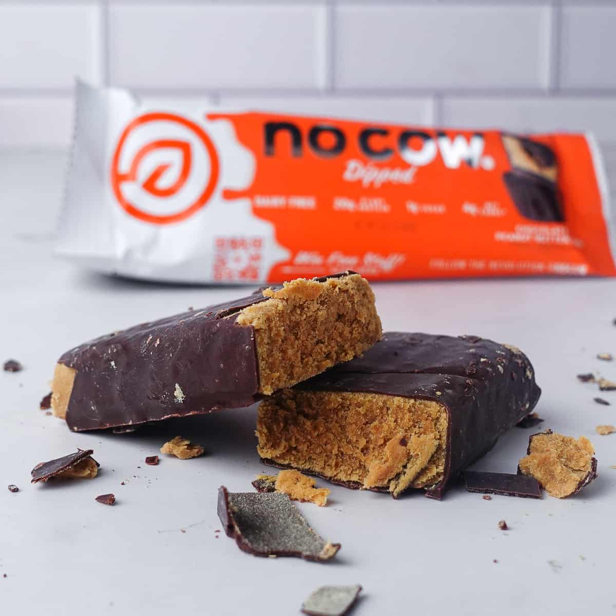 No Cow Peanut Butter Cup Dipped Bars