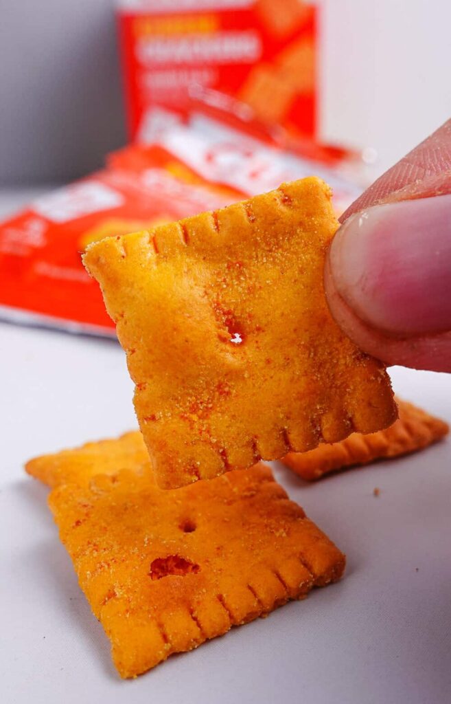 Cheese cracker closeup